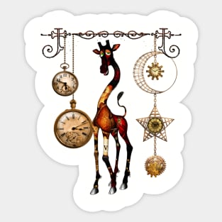 Funny cute steampunk giraffe Sticker